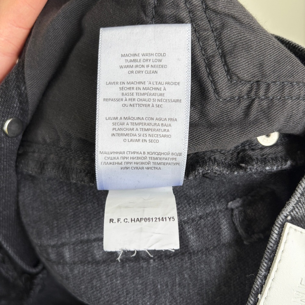 RE/DONE Comfort Stretch High Rise Stove Pipe Jeans Faded Black Raw Hem Size 27 - Picture 9 of 10